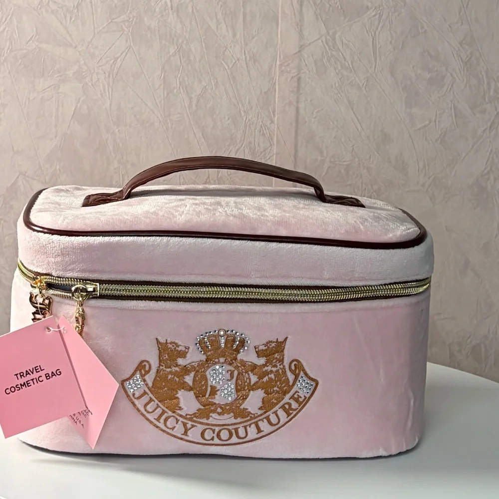 Juicy Couture Pink Cosmetic Bag Travel Case Train Case with Scottie Dogs - Picture 7 of 10
